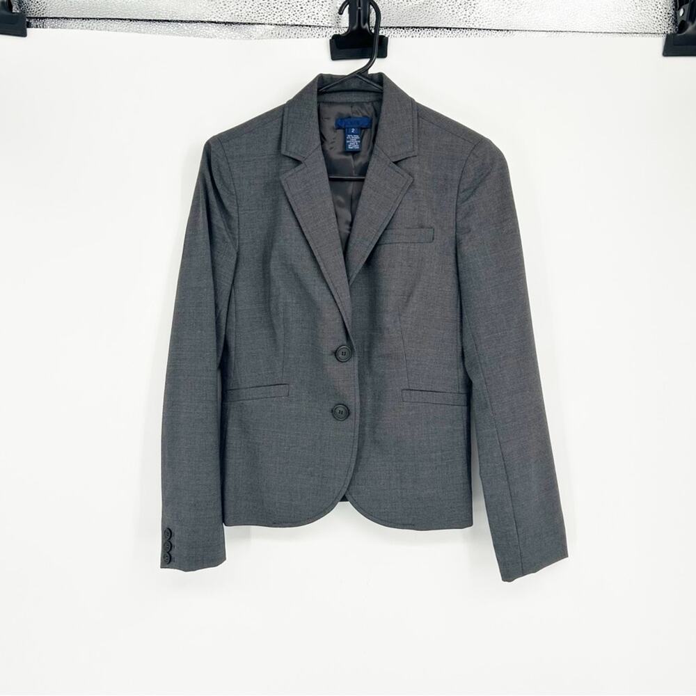 J.Crew Blazer Women 2 Gray Wool Blend Two Button Professional Career Jacket